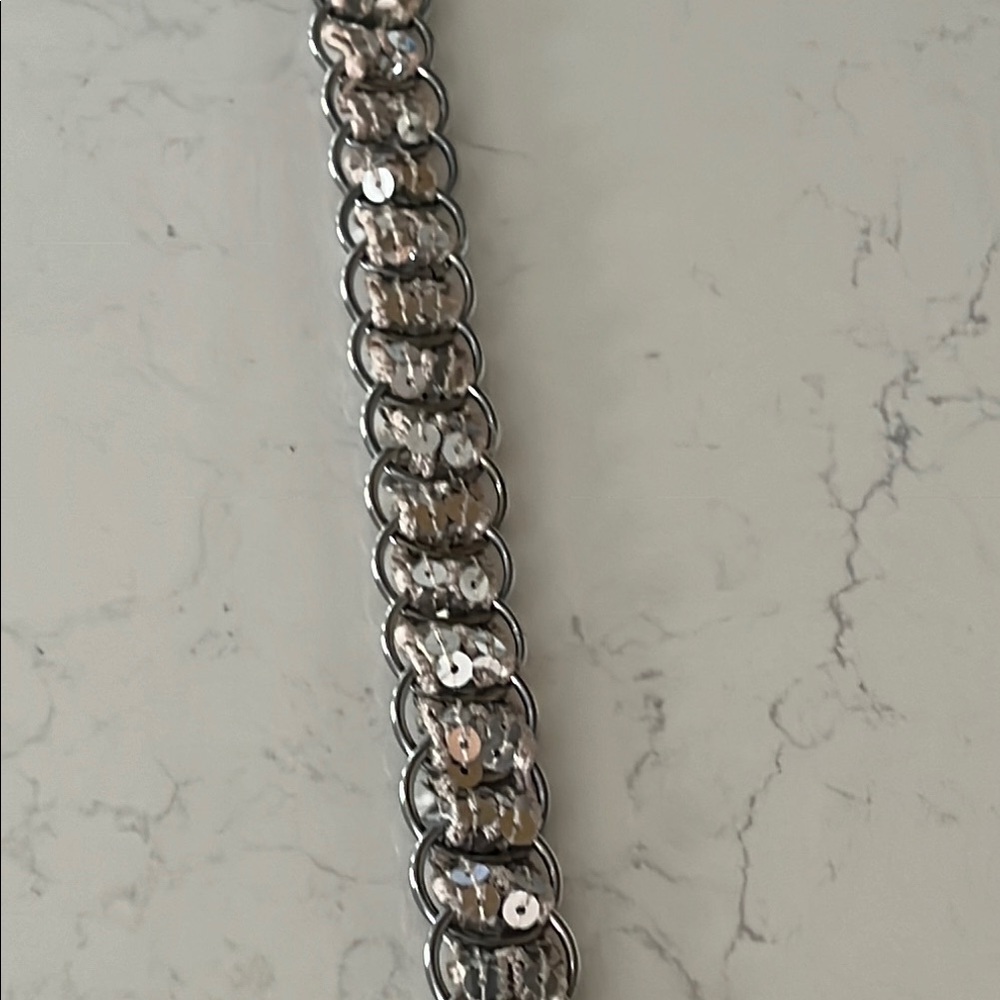 Absolutely Adorable Silver Sequin Adjustable Belt - Picture 5 of 7